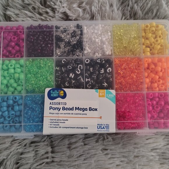 Hello Hobby - Bright & Sparkle Pony Bead Box - 2300 Pieces - Picture 2 of 9